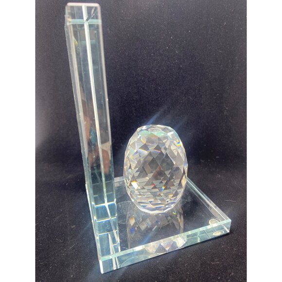 Modern Heavy Lead Crystal Ball Cut Glass Bookend Square 4.5'' Tall - Picture 6 of 10